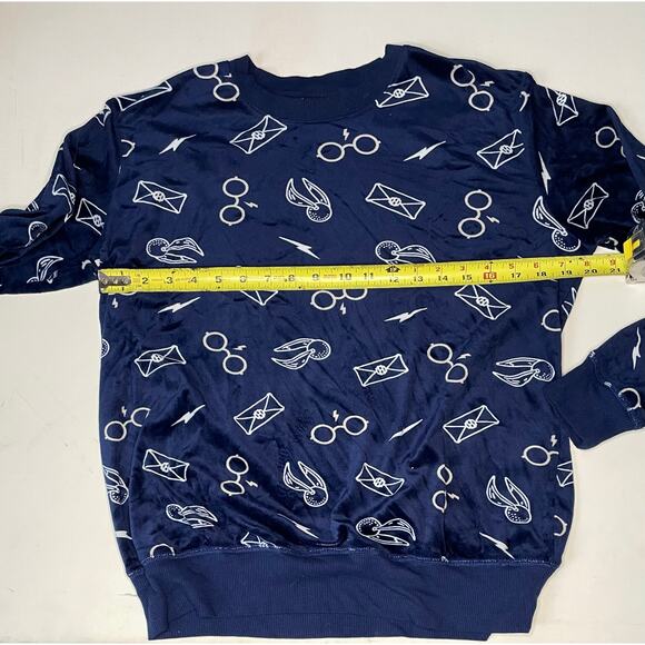 Harry Potter Wizarding World Velour Sweatshirt Sm Blue Glasses Letters Lightning - Picture 4 of 10